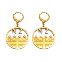 Anniyo New Zealand Flag NZ Earrings for Women Girls Stainless Steel and Gold Color Jewelry #040721