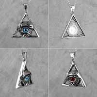 Guardian Eye Triangle Long Men Necklaces Pendant Chain Punk for Boyfriend Male Stainless Steel Jewelry Creativity Gift Wholesale