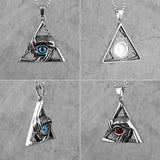 Guardian Eye Triangle Long Men Necklaces Pendant Chain Punk for Boyfriend Male Stainless Steel Jewelry Creativity Gift Wholesale