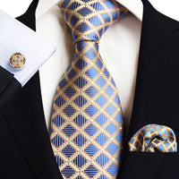 Royal Striped Paisley Ties For Men Luxury 8cm Necktie Pocket Square Cufflinks Gift Set Jacquard Weave Tie Suit Accessories
