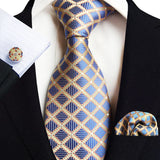 Royal Striped Paisley Ties For Men Luxury 8cm Necktie Pocket Square Cufflinks Gift Set Jacquard Weave Tie Suit Accessories