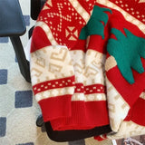 New Autumn and Winter Christmas Red Sweater Loose Lazy Style Thickened Knitted Bottoming Shirt Top