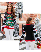 2025 Winter Women Christmas Knit Sweaters Chic Elk Print Jacquard Knitwear Long Sleeve O Neck Pullover Top Soft Warm Jumper Y2k