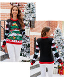 2025 Winter Women Christmas Knit Sweaters Chic Elk Print Jacquard Knitwear Long Sleeve O Neck Pullover Top Soft Warm Jumper Y2k