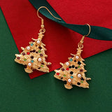 Fashion Christmas Tree Zircon Crystal Star Silver Color Earrings Stud Dangle Xmas Jewelry Women Party Gift