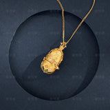 9999 24K real gold flowers blooming see the Buddha Gawu box necklace pendant Amitabha Buddha Guanyin gold jewelry men and women