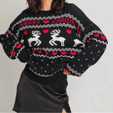 2025 Christmas Women's Reindeer Knit Sweater 2023 Cozy Pullover Holiday Xmas Party Tunic Summer O Neck Pullover T-Shirts Jumpers
