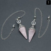 Natural Stone Crystal Reiki Pendulum Rose Quartz Amethysts Hexagonal Cone Shape Charm for Jewelry Making Necklace Accessories