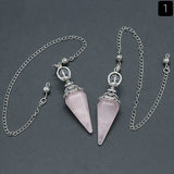 Natural Stone Crystal Reiki Pendulum Rose Quartz Amethysts Hexagonal Cone Shape Charm for Jewelry Making Necklace Accessories