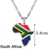 Anniyo 3.8CM Hip-hop South Sudan/Côte d'Ivoire/South Africa Map Flag and Africa Pendant Necklaces for Women Men Jewelry #321321