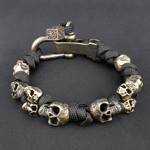 The Skull Army Paracord Bracelet Mens Vintage Skeleton Paracord Woven Bracelet Gothic Adjustable Braided Handstring Jewelry Gift