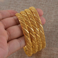 Anniyo 4 Pieces/Lot Ethiopian Gold Color Bangle for Women Dubai Bride Wedding Bracelet African Arab Jewelry Middle East @086006