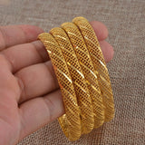 Anniyo 4 Pieces/Lot Ethiopian Gold Color Bangle for Women Dubai Bride Wedding Bracelet African Arab Jewelry Middle East @086006