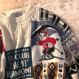 American Vintage Street Knit Sweater Christmas Long Sleeve Bear Pullover O Neck Loose Lazy Casual Top Harajuku Y2K Sweater