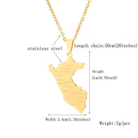 Peru Map With City Pendant Necklace Stainless Steel For Women Men Gold Silver Color Charm Fashion Peruanos Jewelry Gift