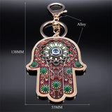 Islam Hand of Fatima Turky Blue Eyes Keychain Lucky Eye Hamsa Hands Flower Keyring Pendant Men Women Jewelry chaveiro para carro