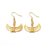 Anniyo Fab Egyptian Goddess Earrings Gold Plated Wing Earrings Ankh Bib Wicca Pagan Jewelry African Egypt Religion #098706E