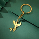 Phoenix Keychain Gift for Woman Men Key Chain Ring Reborn God Bird Supernatural Amulet Stainless Steel Pendant Design Jewelry