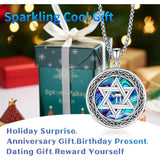 Wiccan Necklace Star of David Necklace 925 Sterling Silver Star of David Pendant Protection Amulet Necklace Gifts for Women Men
