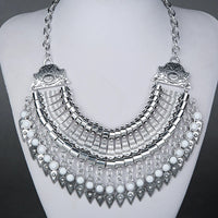 Fashion Ethnic Gypsy Bohemian Choker Necklace For Women Beads Drop Tassel Vintage Big Statement Collier Femme Party Jewelry Gift