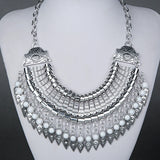 Fashion Ethnic Gypsy Bohemian Choker Necklace For Women Beads Drop Tassel Vintage Big Statement Collier Femme Party Jewelry Gift