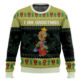 Marvel superhero Groot Christmas Ugly Sweater Yellow Green Black Snowflake Christmas Tree Cute Personality Fashionable Cool