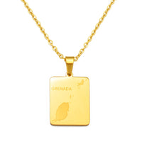 Anniyo Carriacou Grenada and Petit Martinique Map Pendant Necklaces Stainless Steel Caribbean Sea Jewelry @317801