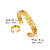 Anniyo Flowers Cuff Bracelet and Ring Sets African Arab Banglet Middle East Jewelry Dubai for Women Girl @200810