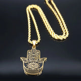 2024 New fashion ancient Fatima Hands Yoga pendant necklace temperament everything with stainless steel collarbone chain for men