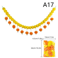1Pc Indian Style Marigold Flower Garland With Flowers For Day Of The Dead Diwali Home DIY Craft Party Halloween Party Decor