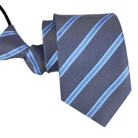 Zipper Ties For Men Women Striped Mens Tie For Business Wedding Skinny Neck Tie Casual Slim Blue deep Light navy blue Necktie