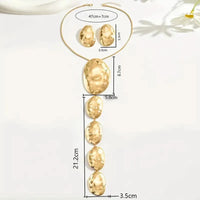 Jewelry Set For Women Girls Oval Stud Earrings Long Y-shaped Necklace Sweater Chain Retro Fashion DS033