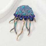 Women Shining Jellyfish Pins Rhinestone Beautiful Sea Animal Party Brooch