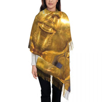 Custom Printed Ancient Gold Pharaoh Egypt King Tut Scarf Men Women Winter Fall Warm Scarves Egyptian Hieroglyphic Shawl Wrap