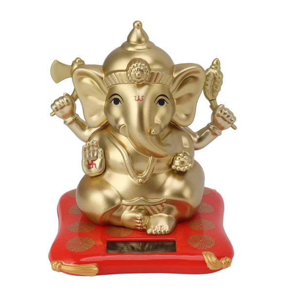 Ganesha Elephant God Statues Solar Powered Indian Ganesha Idol Figurine Ornaments For Car Shop Office Home Decoration