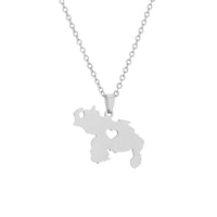 New stainless steel smooth heart-shaped Venezuela map necklace fashion men and women couples titanium steel pendant accessories