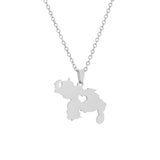 New stainless steel smooth heart-shaped Venezuela map necklace fashion men and women couples titanium steel pendant accessories