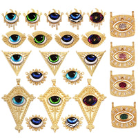 Newest Classic Amulet Turkish Blue Evil Eye Charm Pendant,18K Gold Cubic Zirconia CZ Paved,Jewelry Necklace Bracelet Supply L30