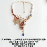 Medieval fashion winding snake personality generous exaggerated design freshwater pearl high sense necklace