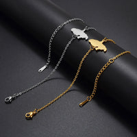Anniyo 18CM/16CM France Martinique Map Bracelet for Women Stainless Steel Jewelry Foot-Chain @321021