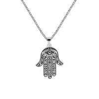 EUEAVAN Vintage Hamsa Hand of Fatima Pendant Necklace Stainless Steel Turkish Evil Eye Necklaces Spirit Lucky Jewelry for Man
