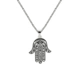EUEAVAN Vintage Hamsa Hand of Fatima Pendant Necklace Stainless Steel Turkish Evil Eye Necklaces Spirit Lucky Jewelry for Man