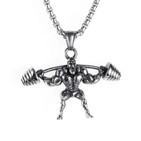 FIREBROS 2025 New Stainless Steel Vintage Gym Fitness Dumbbel Pendant Necklace Men Women Hiphop Rock Jewelry Gift Dropshipping