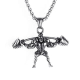 FIREBROS 2025 New Stainless Steel Vintage Gym Fitness Dumbbel Pendant Necklace Men Women Hiphop Rock Jewelry Gift Dropshipping