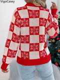 VigoCasey 2025 Winter Casual Christmas Knitted Sweater Women O Neck Print Loose Pullover Autumn Lady Lantern Long Sleeve Jumper