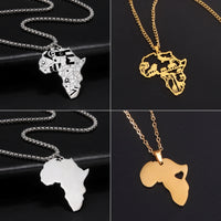 LIKGREAT Punk Africa Map With Flag Pendant Necklaces Stainless Steel Africa Countries Flags Necklace Chain for Women Men Jewelry