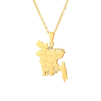 2024 New fashion stainless steel O Bengal map necklace for men and women geometric titanium steel pendant national style clavicl