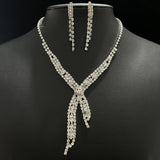 Ladies' French style sparkling rhinestone jewelry set suitable for weddings, gatherings, and holiday gifts
