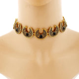 Vintage Alloy Carved Sun Pattern Choker Necklace for Women Traditional Boho Ethnic Round Collar Necklaces Statement Jewelry Gift