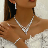 5PC Women's Trendy Claw Chain Leaf Earrings Necklace Bracelet Ring Jewelry Set Wedding Banquet Party Holiday Gift